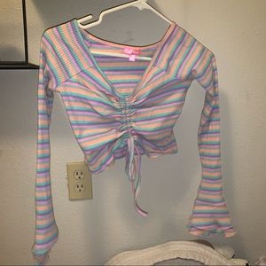 Sugar Thrillz Pastel Stripe crop top